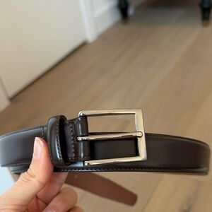 Brooks Brothers Dark Brown Leather Belt with Silver Buckle